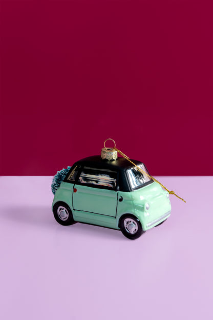 NIEUW: Stadsauto met kerstkrans mintgroen