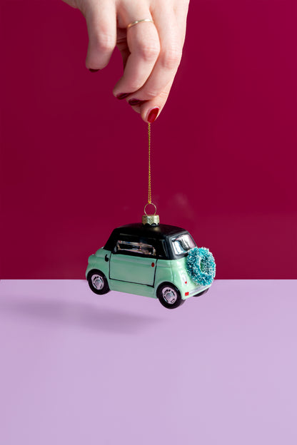 NIEUW: Stadsauto met kerstkrans mintgroen