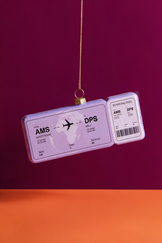 boardingpass kerstornament amsterdam bali